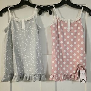 2 Pk Bundle Girls 8Y Nightgowns Pink Polka Dot & Gray Star (We Beautiful Queen)